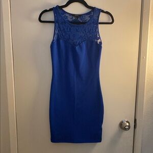 Blue Lace Bodycon Dress